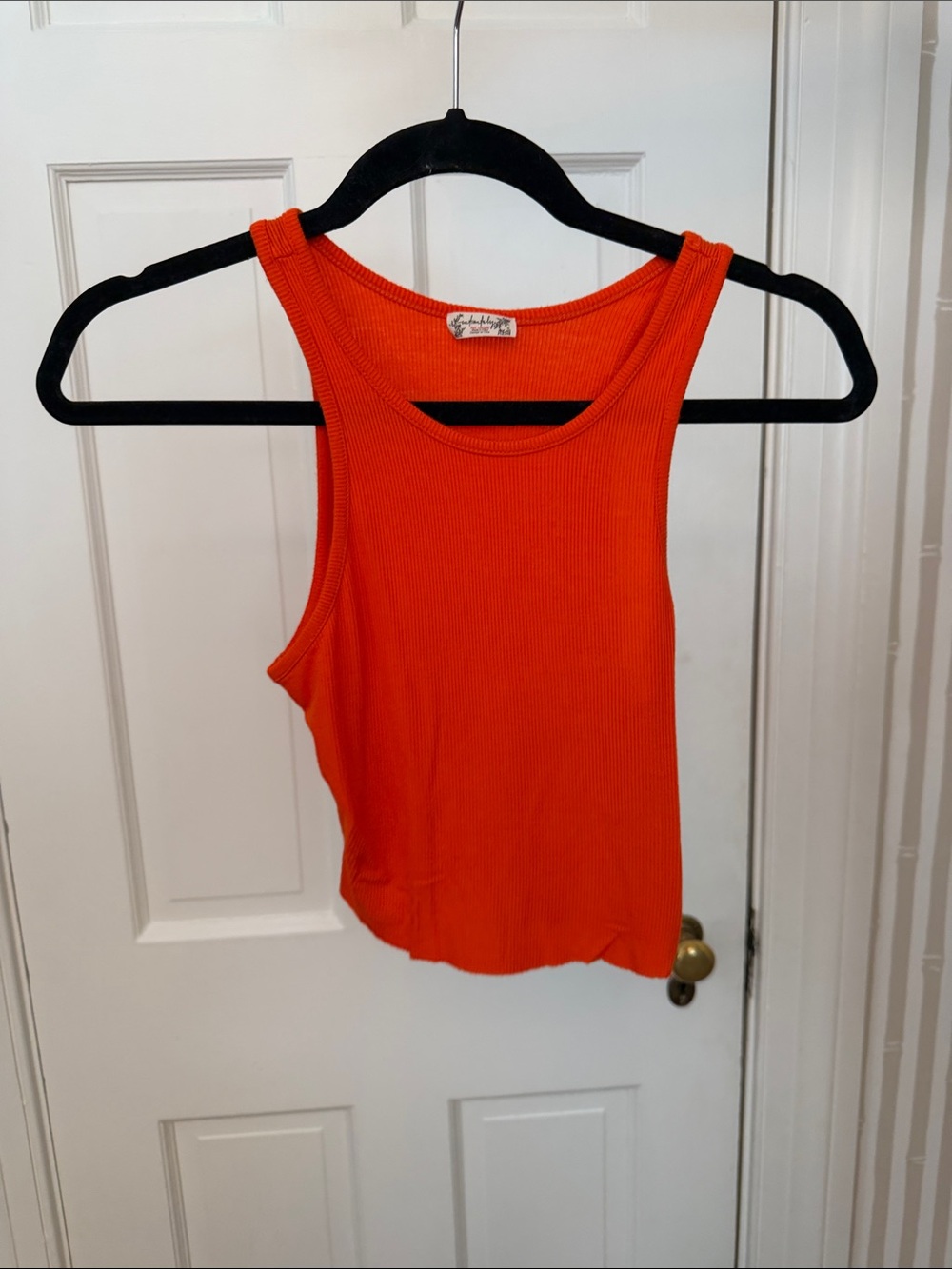 Free People Ribbed Tank Top in Bright Orange